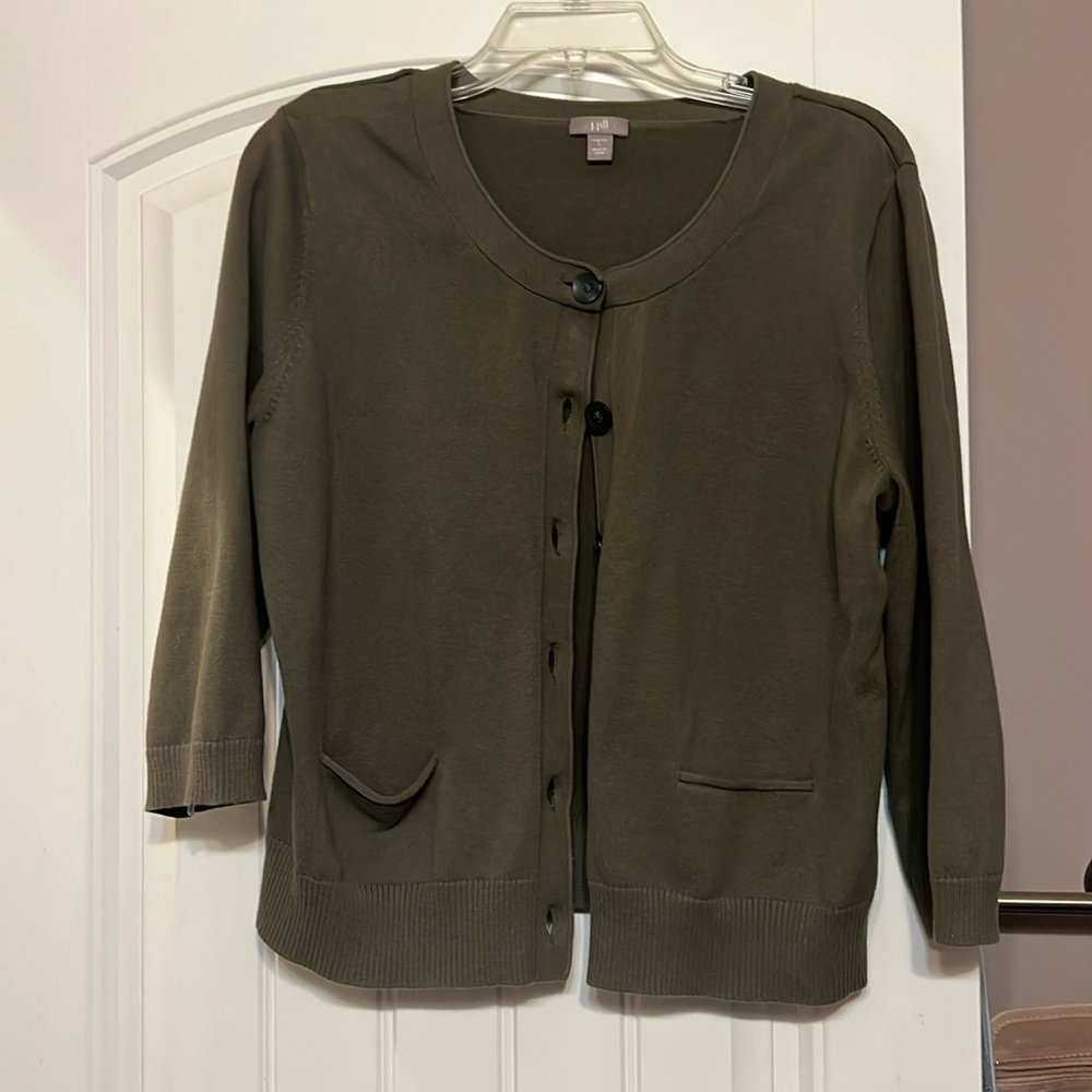J. Jill Stretch Green Button front sweater
